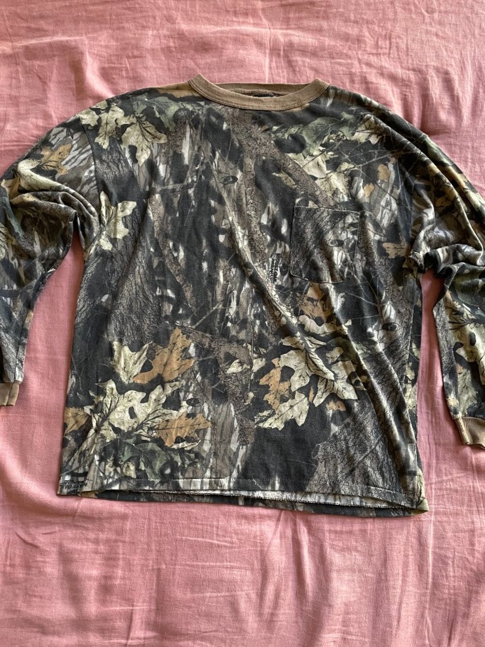 Vintage Ace Sportswear Camo Shirt Mens XL Made in USA Long Sleeve Pocket Tee